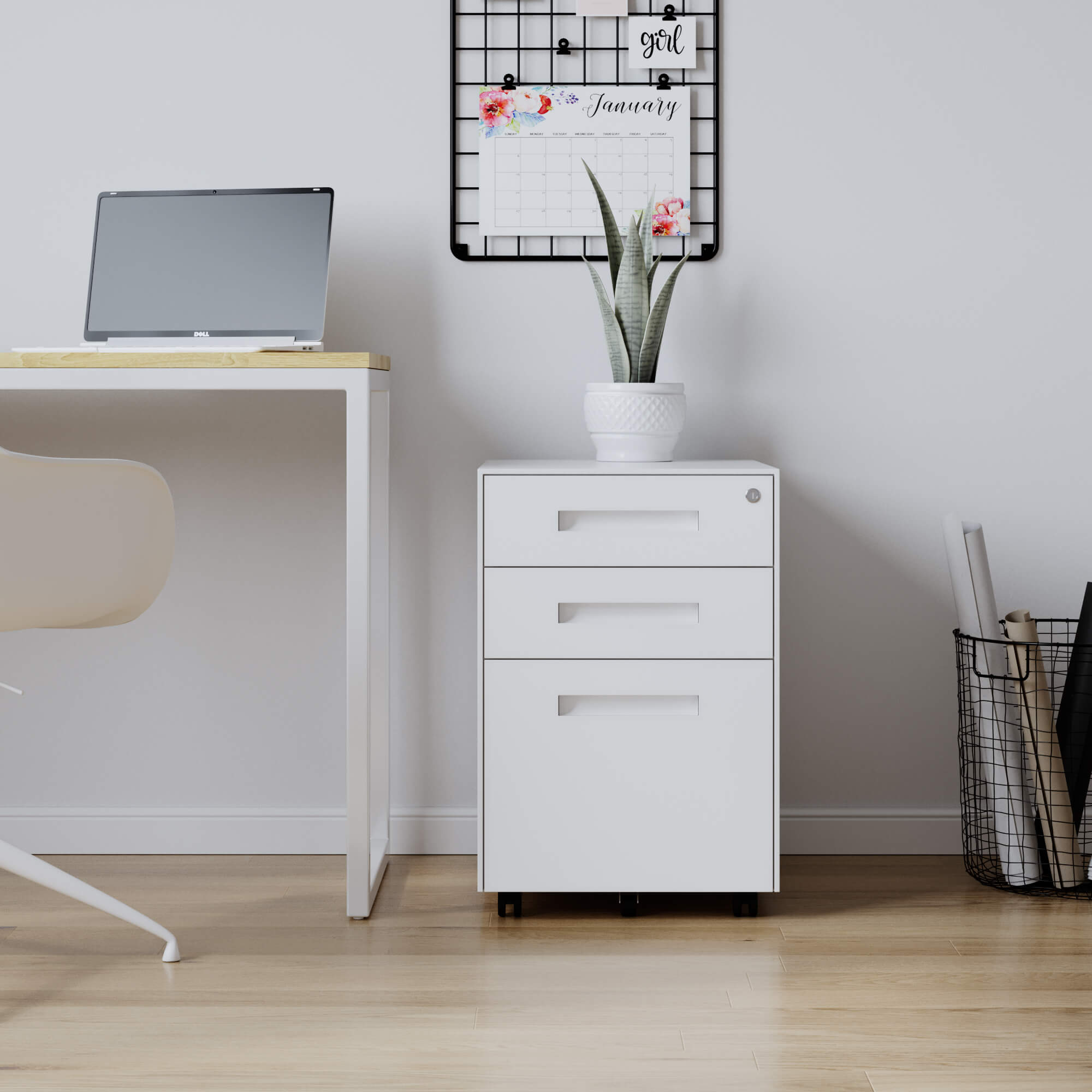 שידת Metal Cabinet לבנה שידת Metal Cabinet לבנה