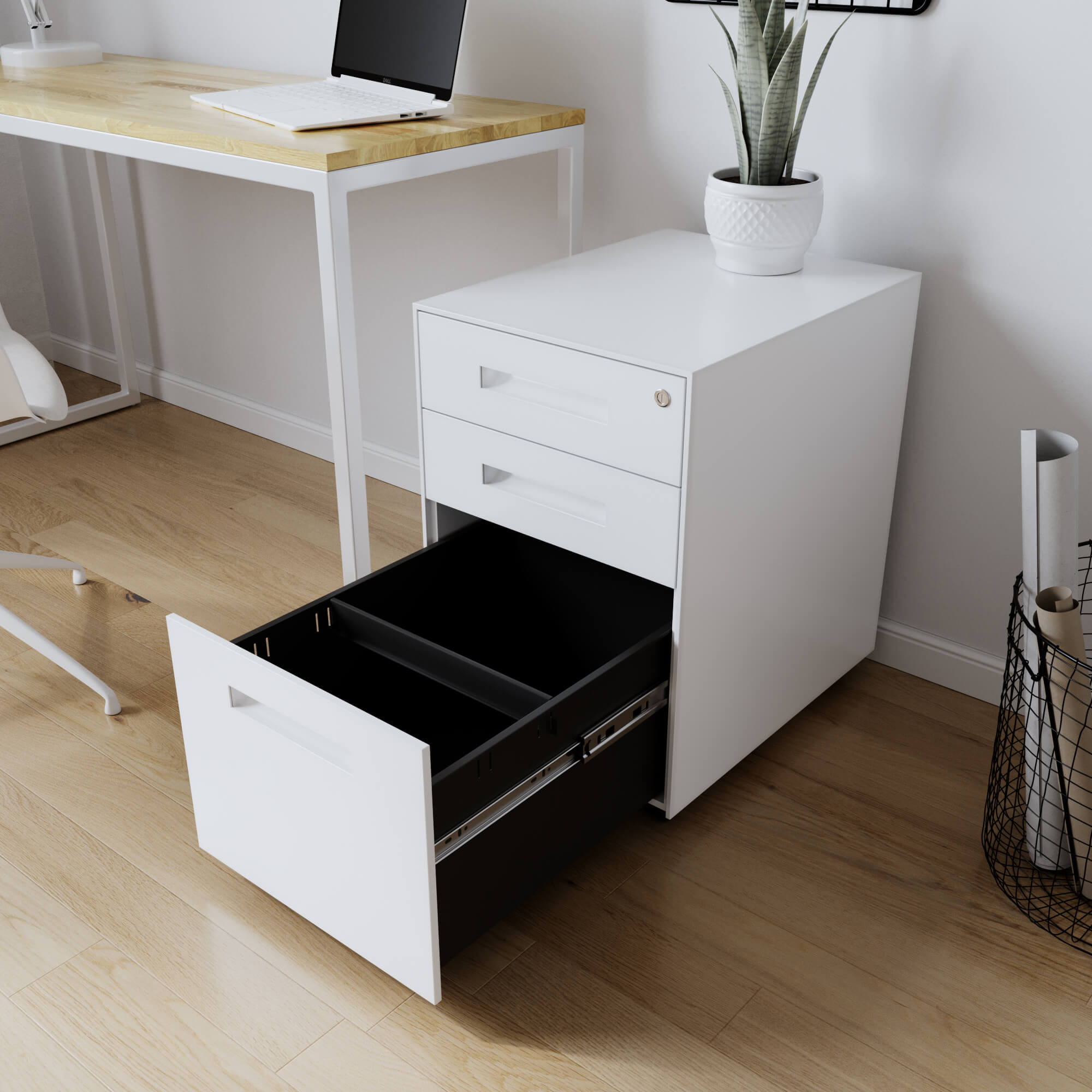 שידת Metal Cabinet לבנה שידת Metal Cabinet לבנה